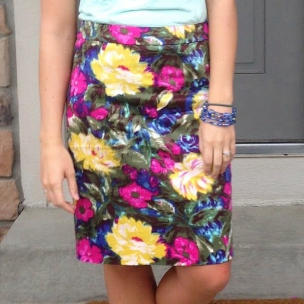 J Crew Floral Pencil Skirt